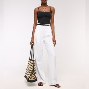 Abercrombie & Fitch High-Waist White Wide Leg Pants